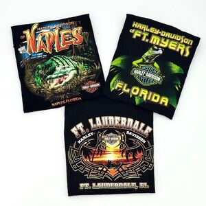 Y2K VTG USA Lot-of-3 Harley Davidson Muscle Tees